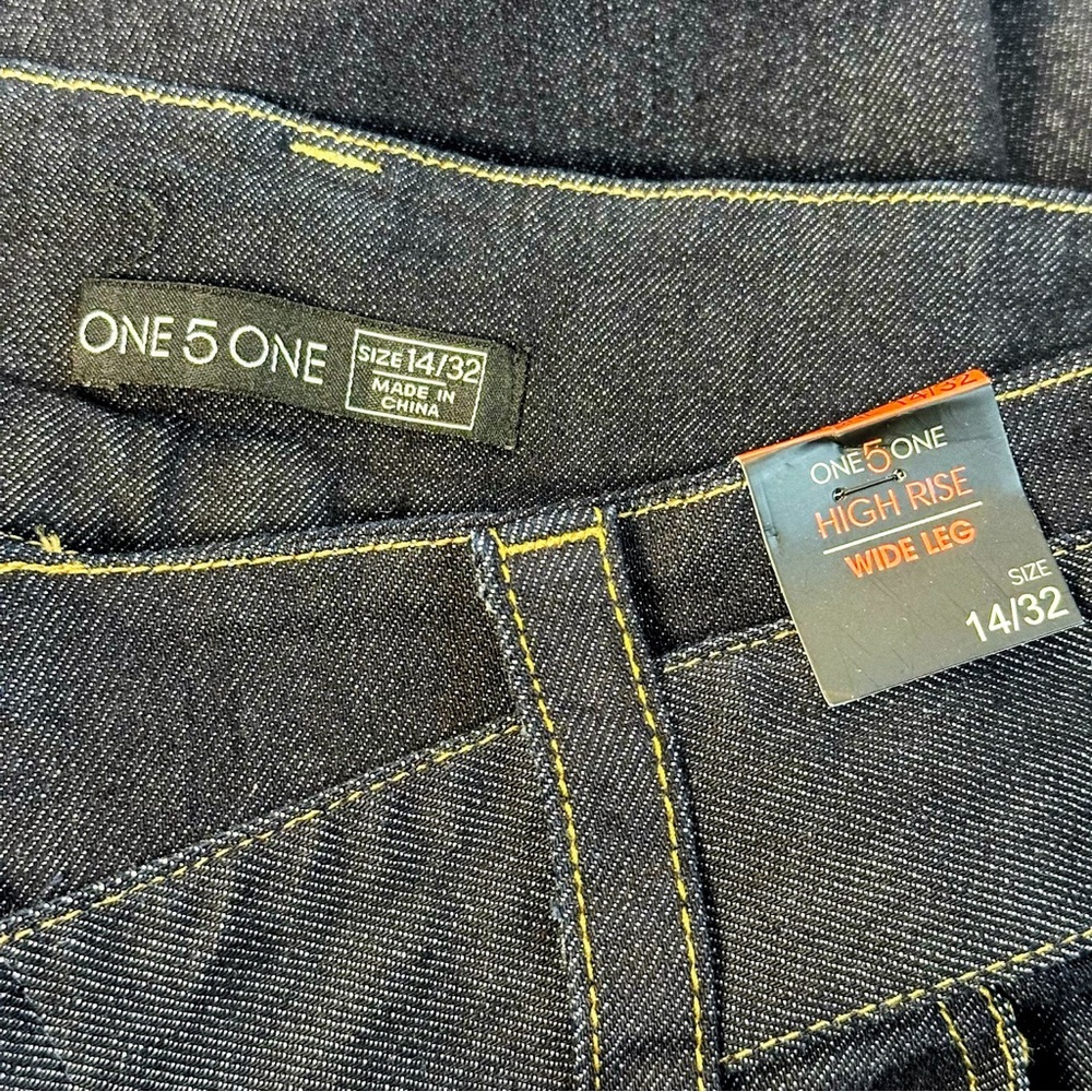 One 5 One Dark Indigo Wide Leg Jeans - Picture 2 of 9